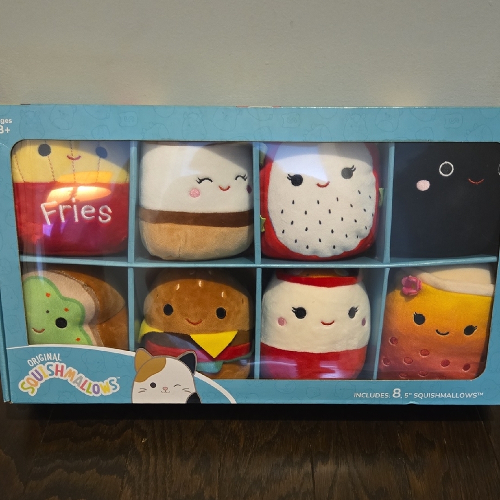 Squishmallows Food-Themed Plush Set - Red, Brown, Yellow, Green